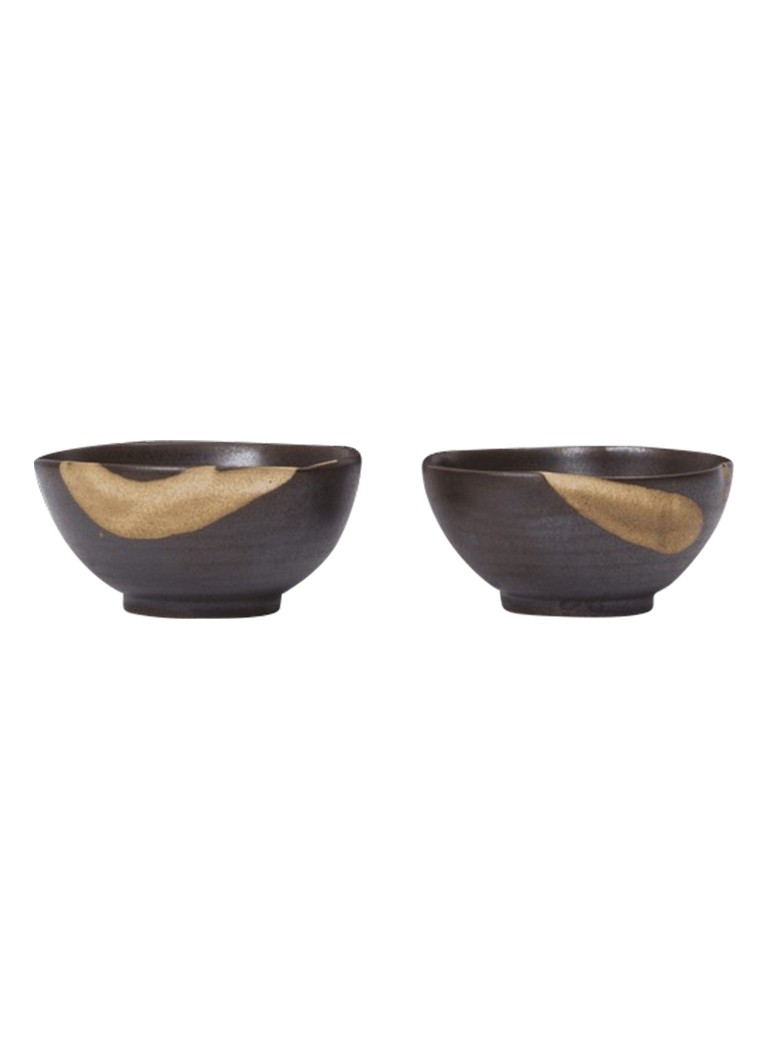 Ferm LIVING Koyo serveerschaal 8,5 cm set van 2 Donkerbruin - Deal