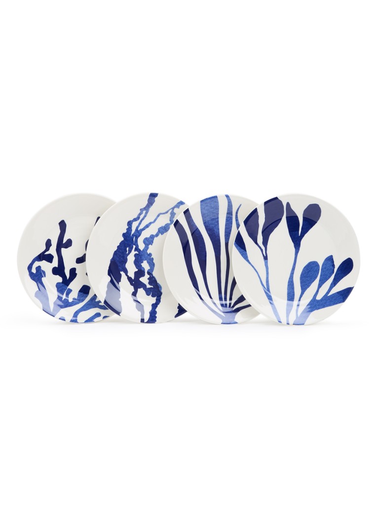 Royal Doulton Pacific ontbijtbord 24 cm set van 4 Kobaltblauw - Deal