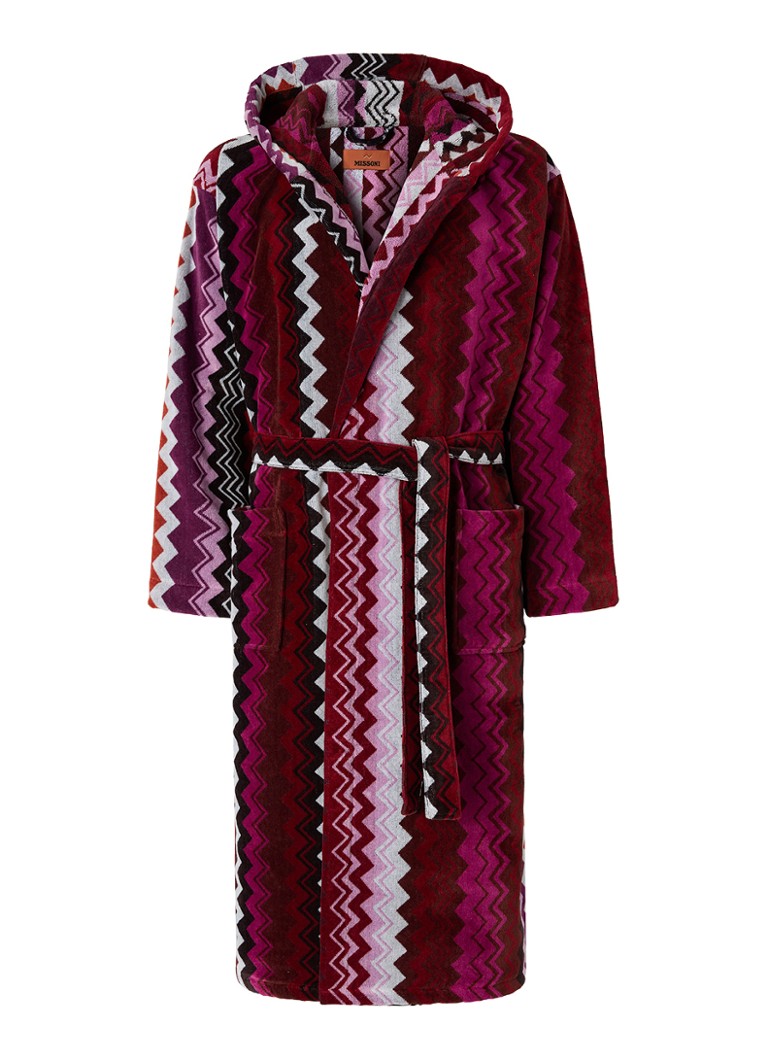 Missoni Dames Giacomo badjas met print - unisex in de kleur Bordeauxrood, maat: L