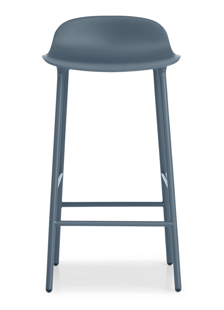 Normann Copenhagen Form Barstool barkruk 65 cm met stalen onderstel Blauw