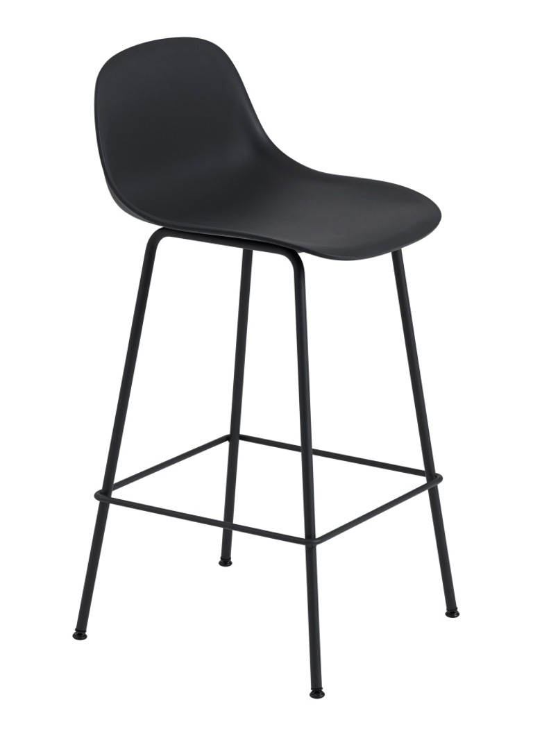 Muuto Fiber Backrest Tube barkruk 65 cm Zwart