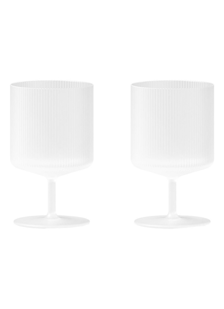 Ferm LIVING Ripple wijnglas set van 2 Wit