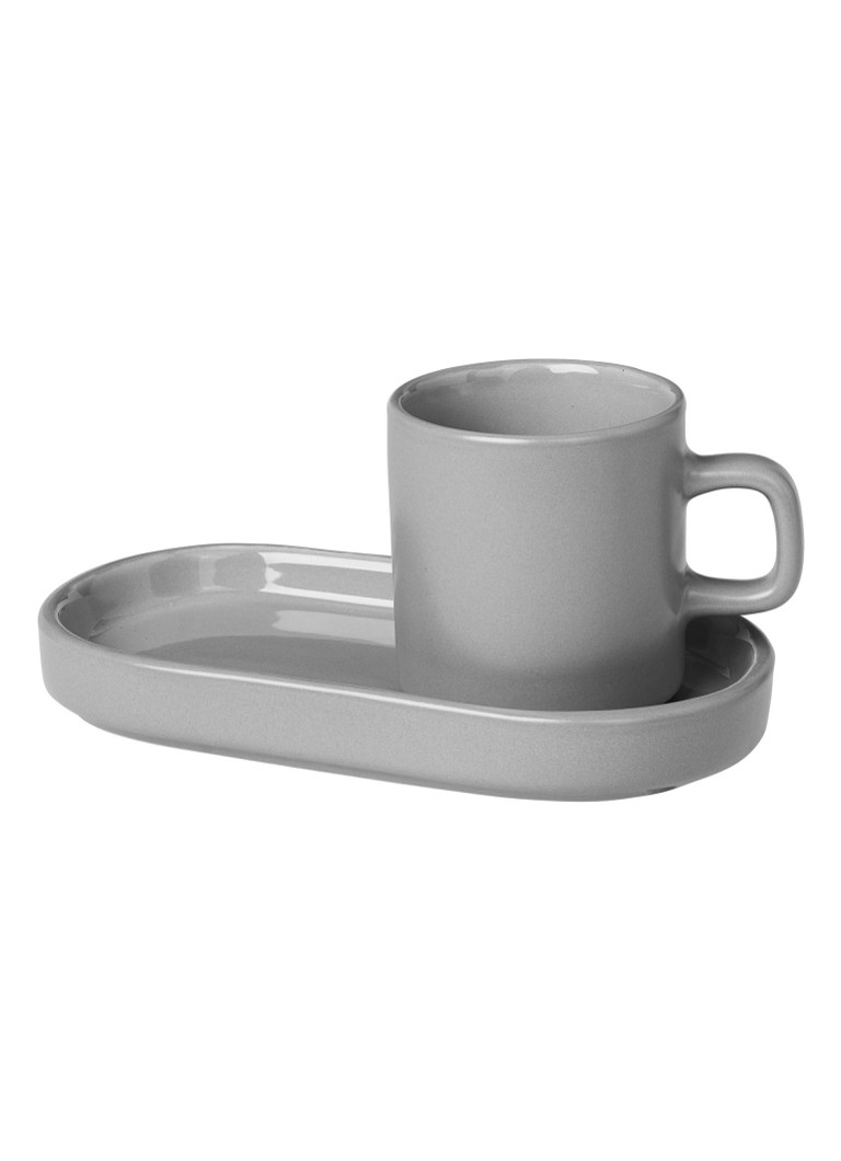 Blomus Pilar espresso kop en schotel set van 2 Grijs
