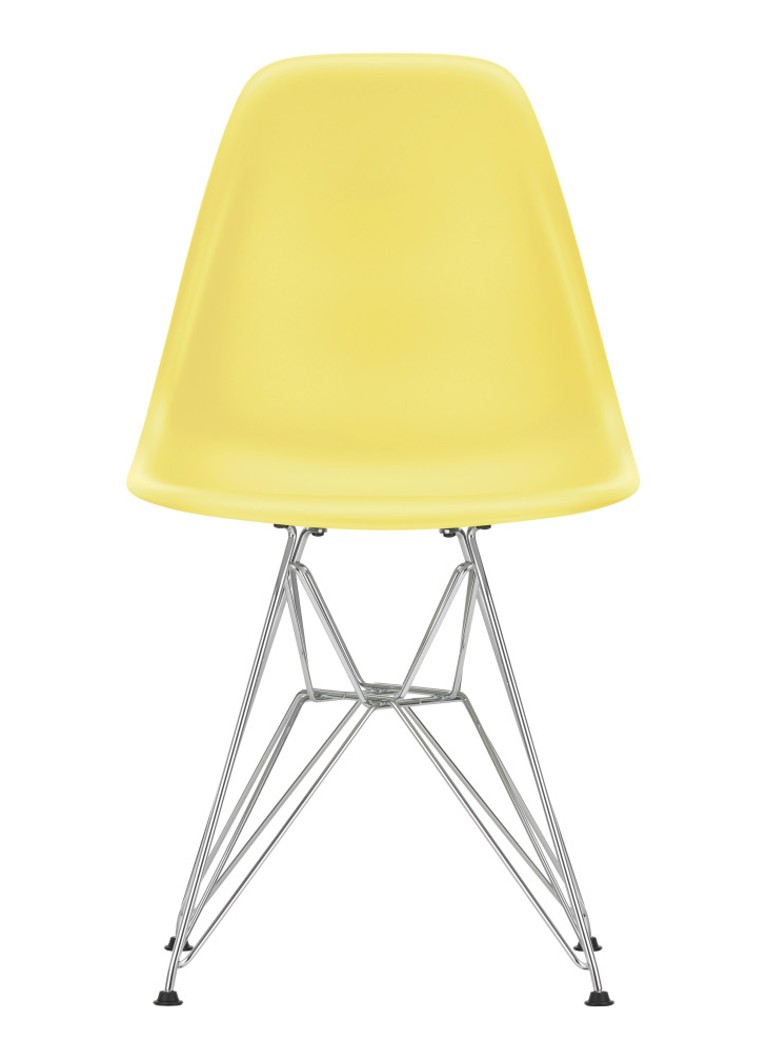 Vitra Eames DSR stoel verchroomd onderstel, Citron Geel