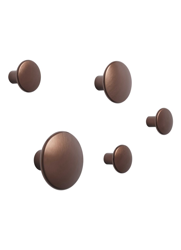 Muuto The Dots Metal haak set van 5 Bruin