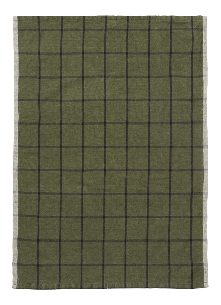 Ferm LIVING Hale yarn-dyed theedoek 70 x 50 cm Groen