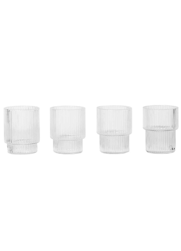 Ferm LIVING Ripple drinkglas 0,6 cl set van 4 Transparant - Deal