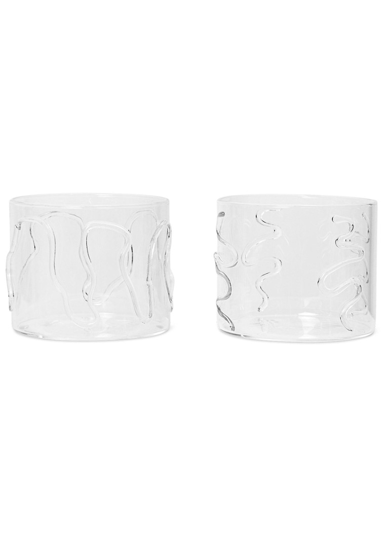 Ferm LIVING Doodle drinkglas 20 cl set van 2 Transparant