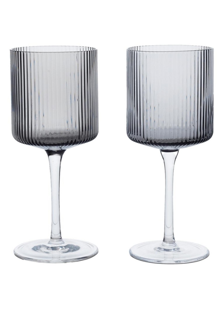 Ferm LIVING Ripple wijnglas set van 2 Grijs