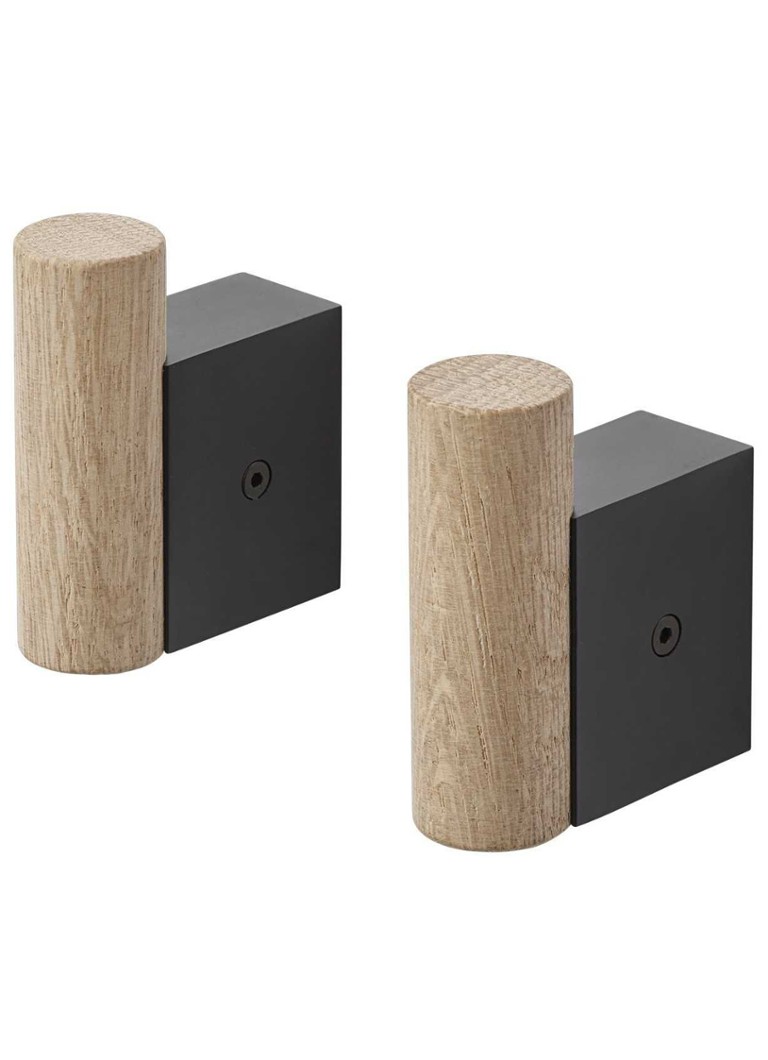 Muuto Attach wandhaak 6,3 cm set van 2 Zwart