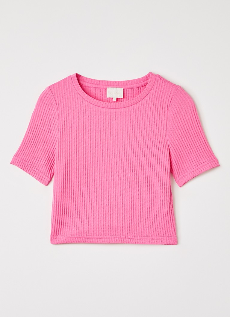 AI&KO Meisjes Famke T-shirt met ribstructuur in de kleur Roze, maat: 16J=176
