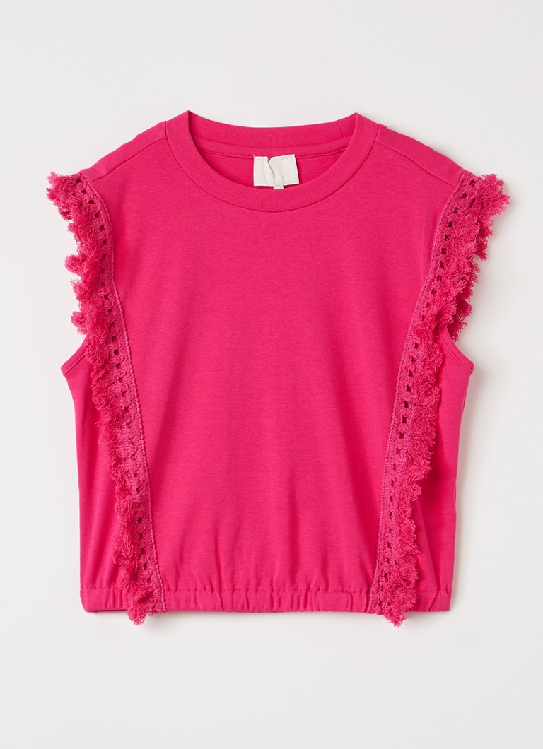 AI&KO Meisjes Rhode T-shirt met franjes in de kleur Donkerroze, maat: 16J=176