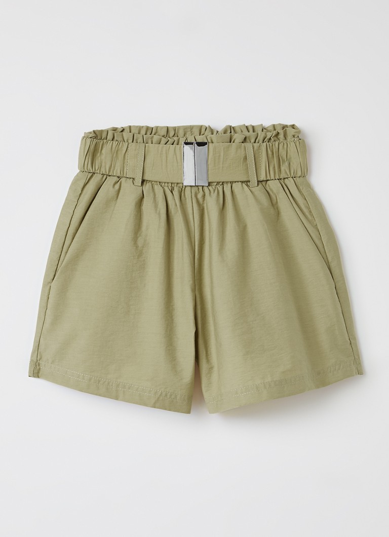 AI&KO Meisjes Rikki loose fit korte broek met ceintuur in de kleur Mosgroen, maat: 14J=164
