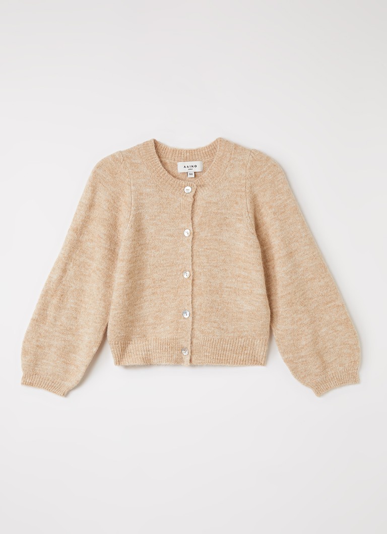 Aaiko Meisjes Jady fijngebreid vest in alpaca wolblend in de kleur Camel, maat: 12J=152