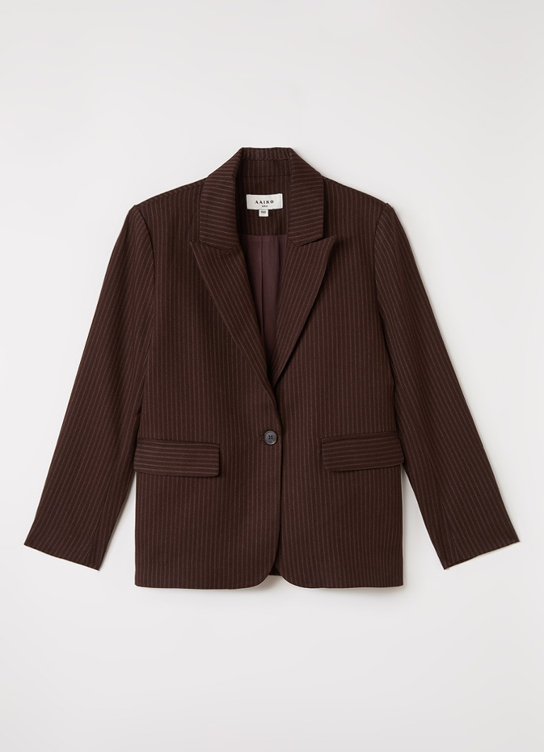 Aaiko Meisjes Kendal blazer in wolblend met streepprint in de kleur Donkerbruin, maat: 14J=164