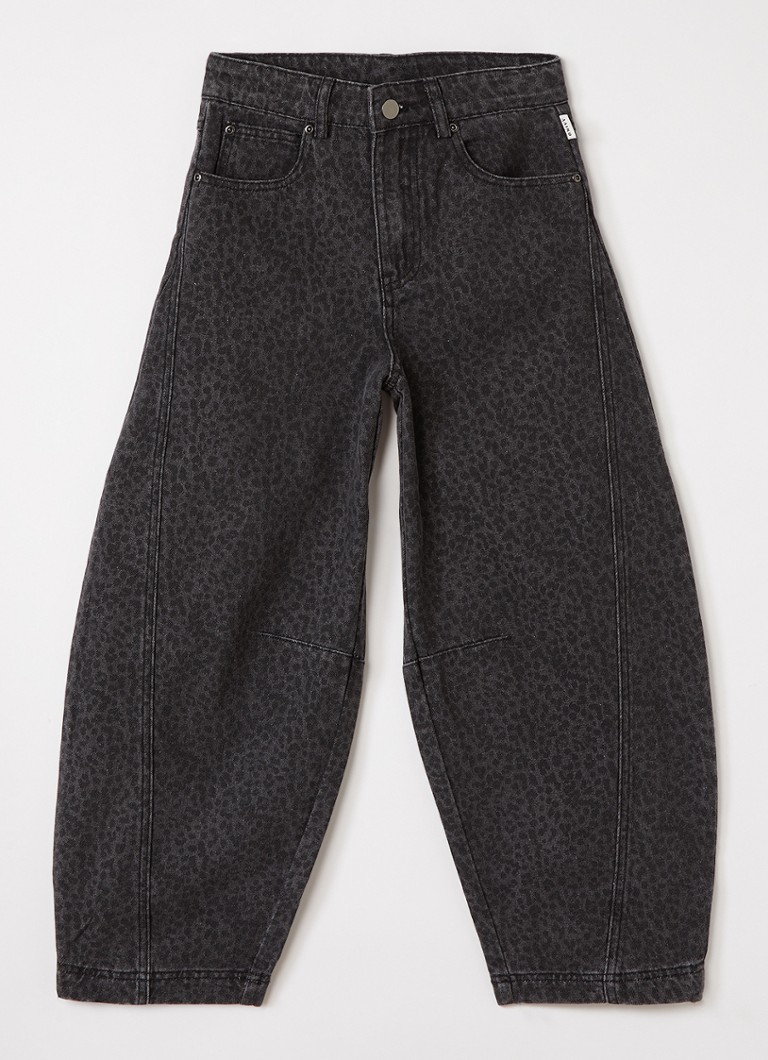 Aaiko Meisjes Quinn balloon fit jeans met panterprint in de kleur Antraciet, maat: 16J=176