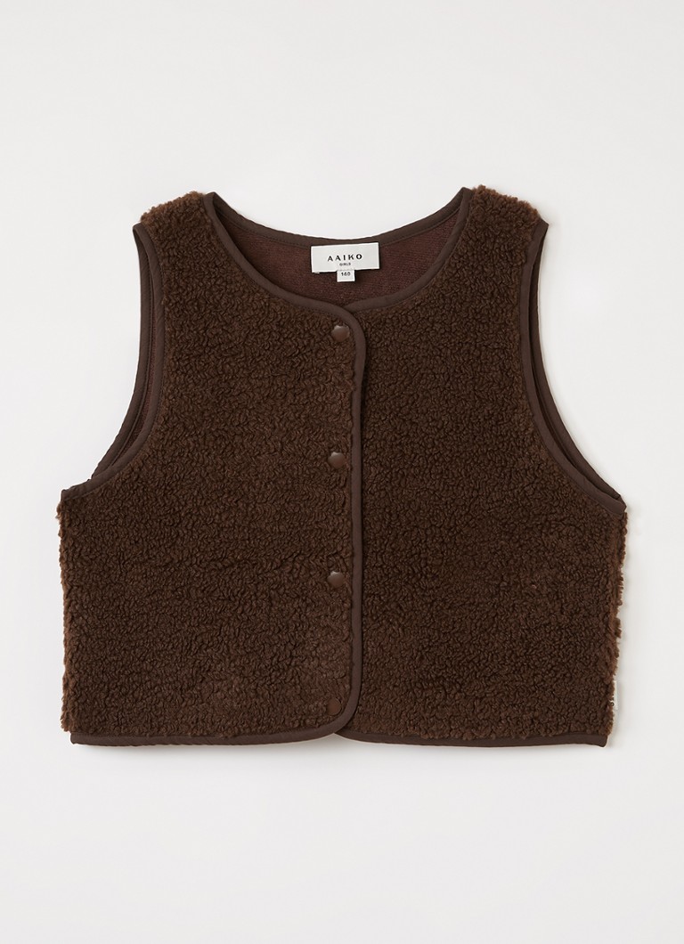 Aaiko Meisjes Rivan gilet van teddy in de kleur Donkerbruin, maat: 14J=164