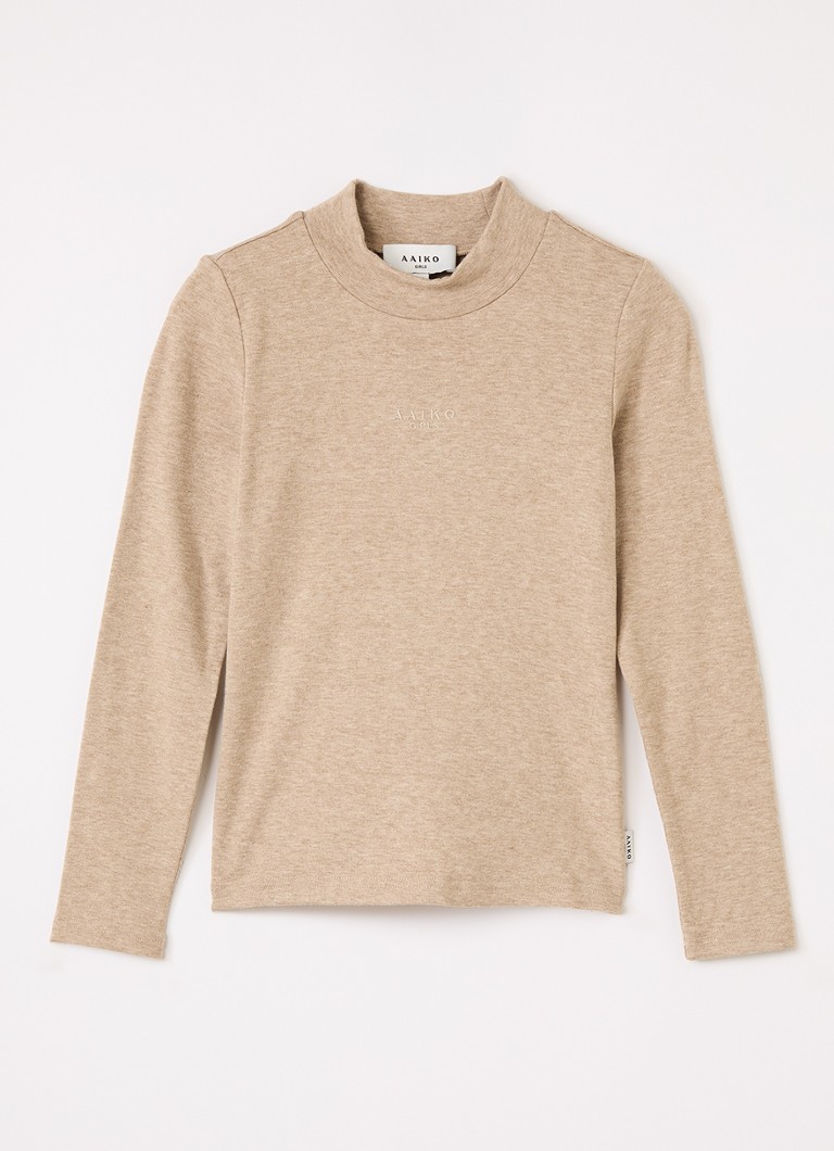 Aaiko Meisjes Zera fijngebreide pullover met logoborduring in de kleur Beige, maat: 14J=164