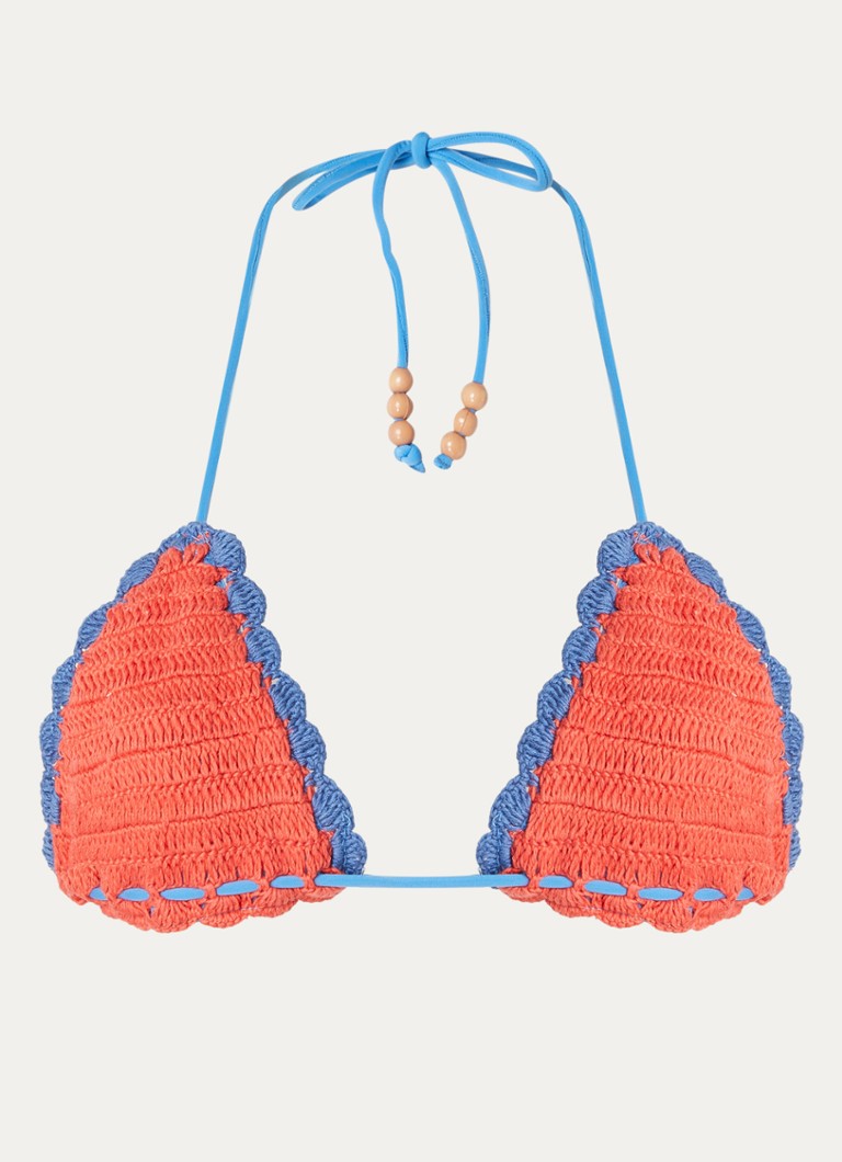 It's Now Cool Dames Triangel bikinitop van crochet in de kleur Kersenrood, maat: L/XL
