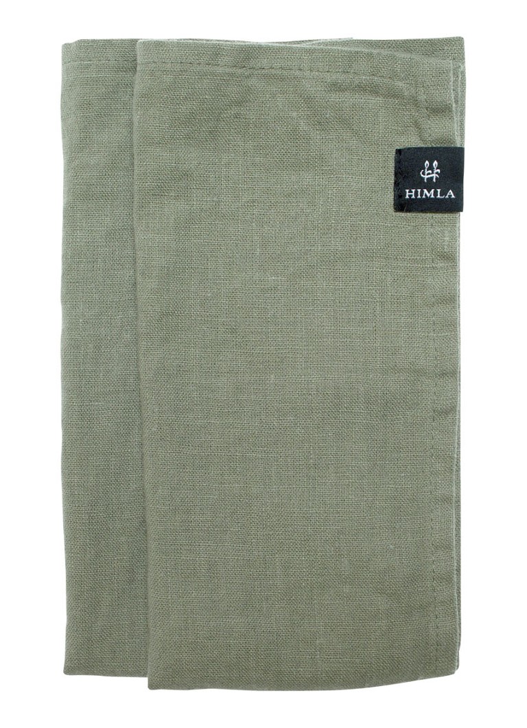 Himla Sunshine servet van linnen 45 x 45 cm set van 4 Olijfgroen - Deal