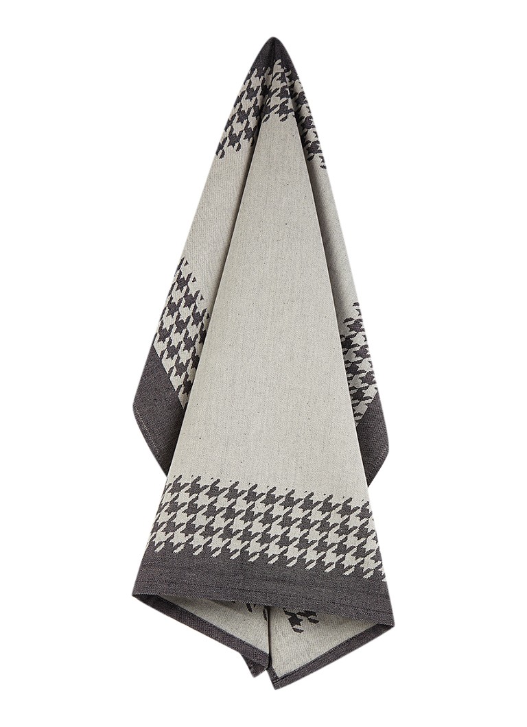De Witte Lietaer Pied De Poule theedoek van katoen 66 x 66 cm Donkergrijs - Deal
