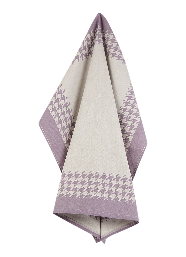 De Witte Lietaer Pied De Poule theedoek van katoen 66 x 66 cm Lavendel - Deal