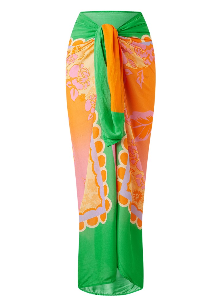 MAAJI Dames Floating Blooms pareo 155 cm x 125 cm in de kleur Groen, maat: ONE SIZE