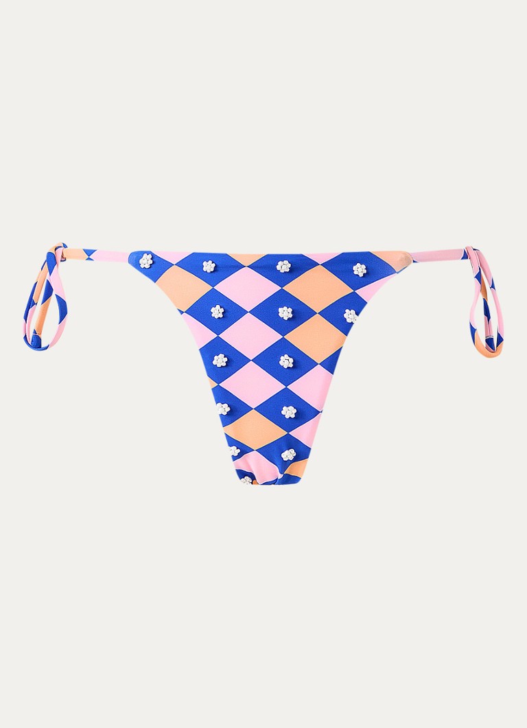MAAJI Dames Sunset Palm brazilian bikinslip met ruitdessin in de kleur Roze, maat: M