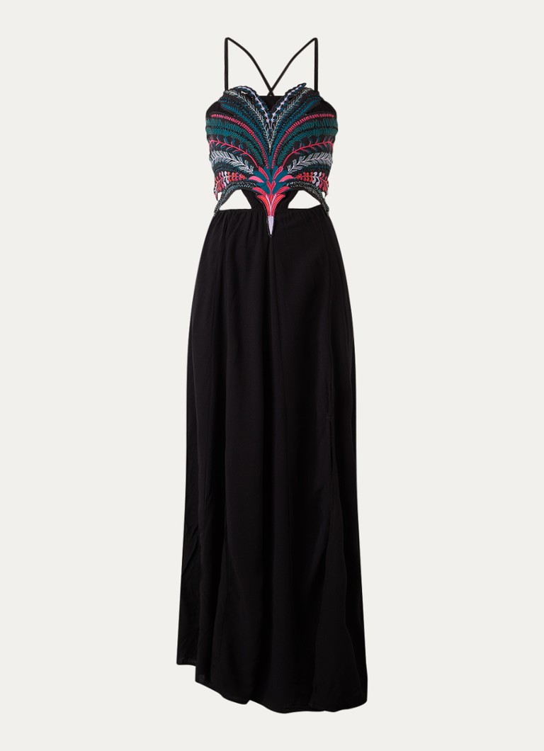 MAAJI Dames Palm Grove strandjurk met kralendecoratie in de kleur Zwart, maat: M