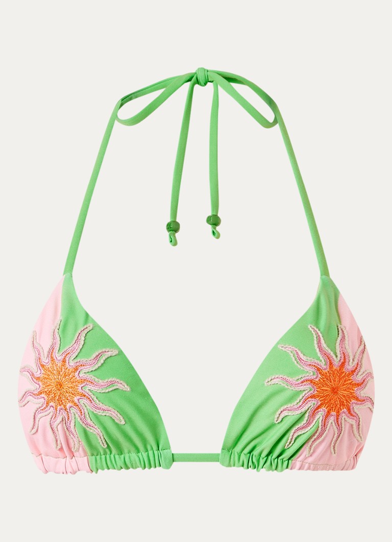 MAAJI Dames Sundream Balmy triangel bikinitop met borduring in de kleur Groen, maat: S