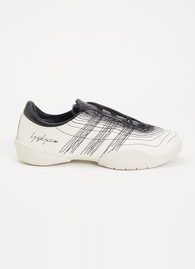 Y-3 Dames Regu Embroidery sneaker van leer in de kleur Wit, maat: 40 2/3