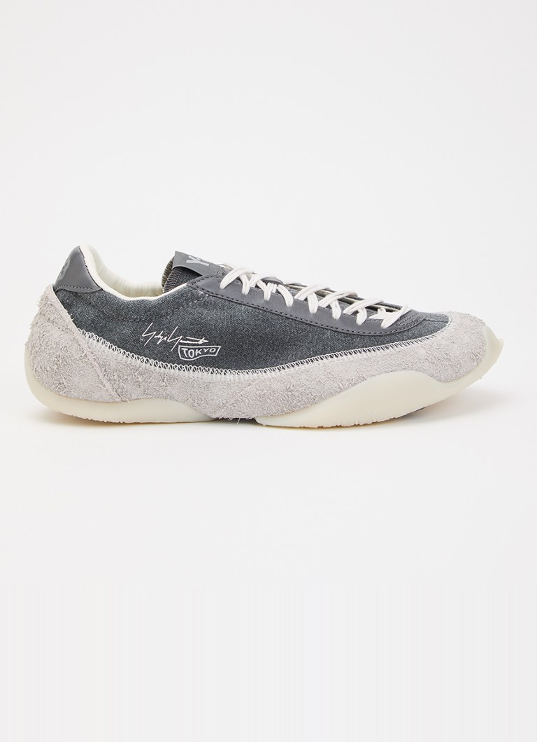 Y-3 Dames Tokyo Warped sneaker van denim met suède details in de kleur Grijs, maat: 38