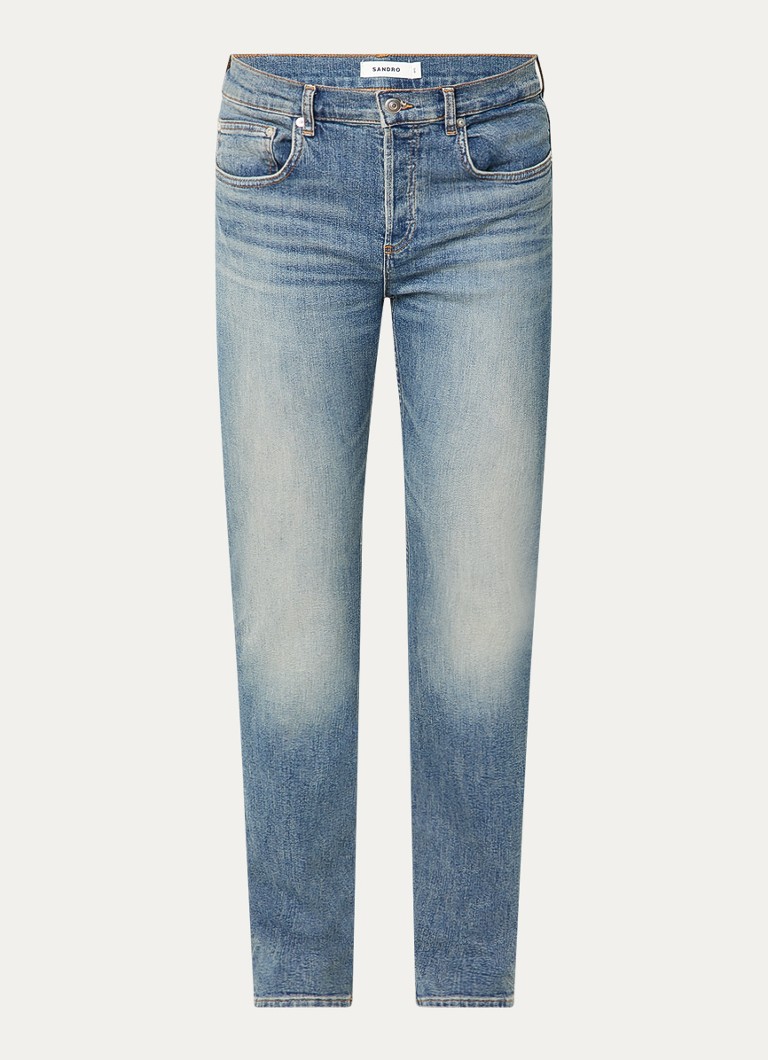 Sandro Heren Straight leg jeans met medium wassing met steekzakken in de kleur Indigo