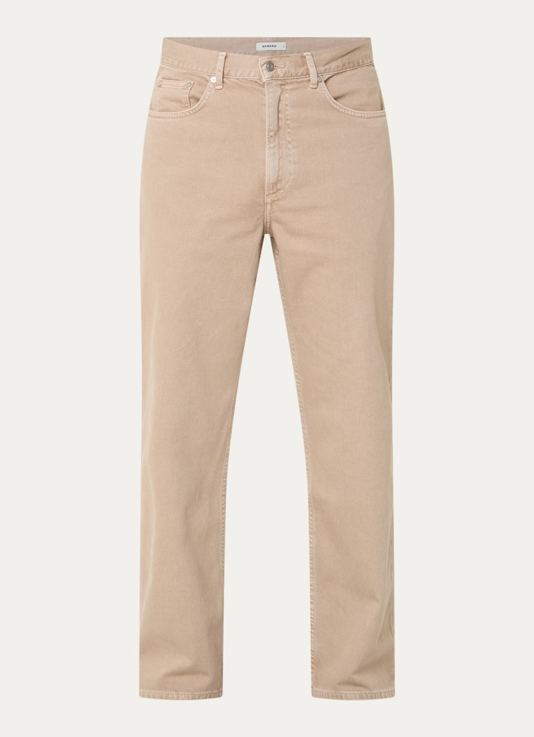 Sandro Heren Wide leg jeans met gekleurde wassing in de kleur Beige