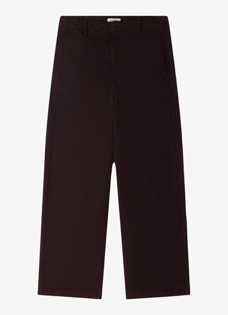 Sandro Heren Straight fit pantalon met steekzakken in de kleur Chocoladebruin