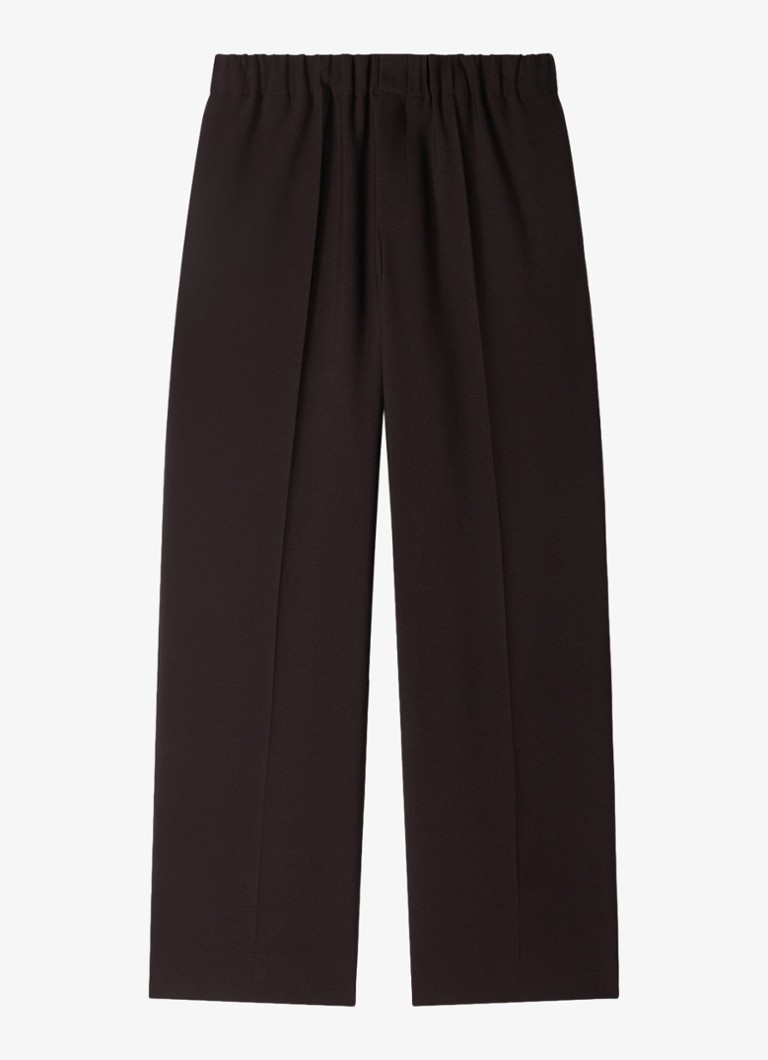 Sandro Heren Wide fit pantalon met steekzakken en persplooi in de kleur Dark Chocolate / Bruin