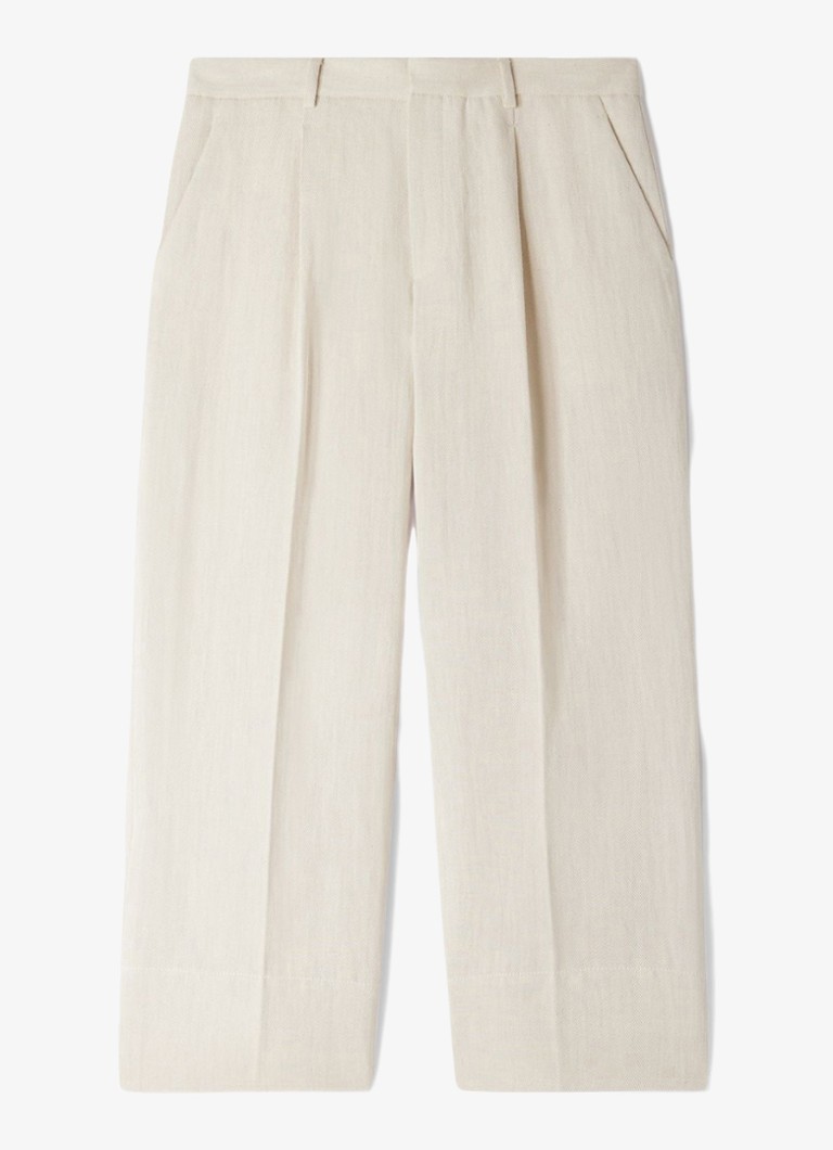 Sandro Heren Wide fit pantalon met steekzakken in de kleur Ivoor