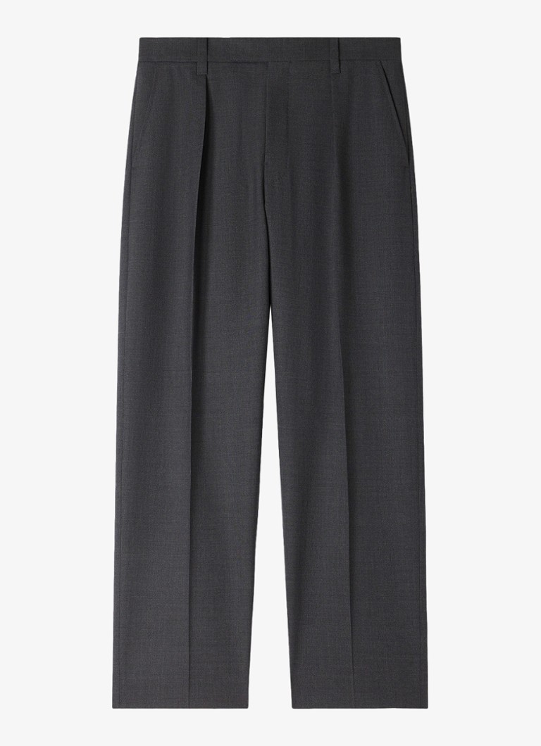 Sandro Heren Tapered fit pantalon van wol in de kleur Middengrijs