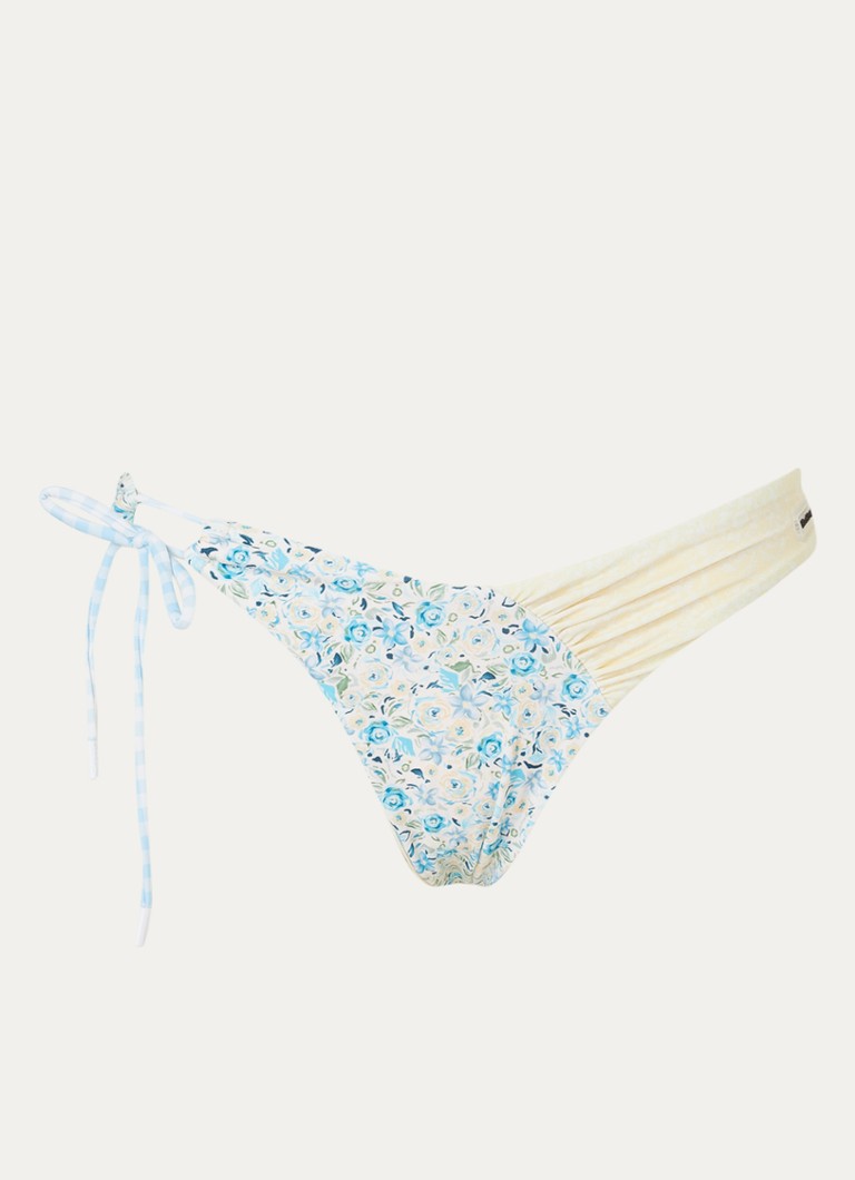 Blackbough Swim Dames Alana brazilian bikinislip met bloemenprint in de kleur Lichtblauw, maat: XL