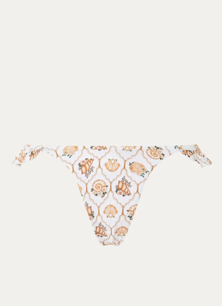 Blackbough Swim Dames Tessa brazilian bikinislip met print in de kleur Gebroken wit, maat: XL