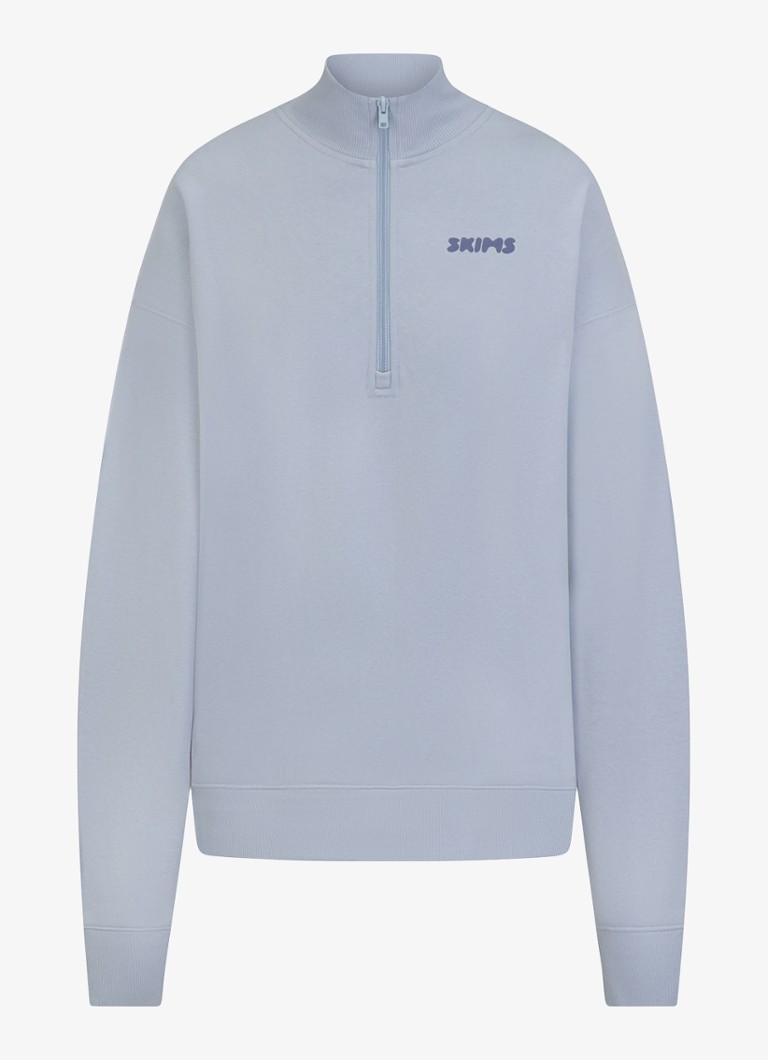 SKIMS Dames Trui met halve rits en logo in de kleur Beige, maat: XS
