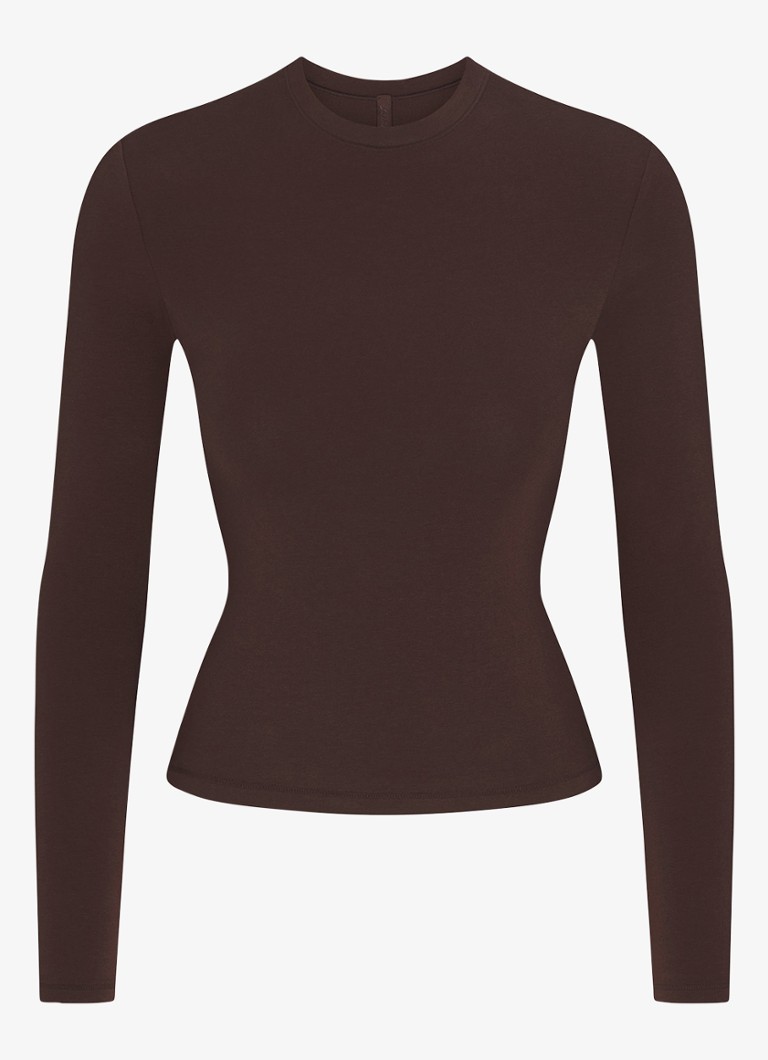 SKIMS Dames Longsleeve met stretch in de kleur Bruin, maat: S