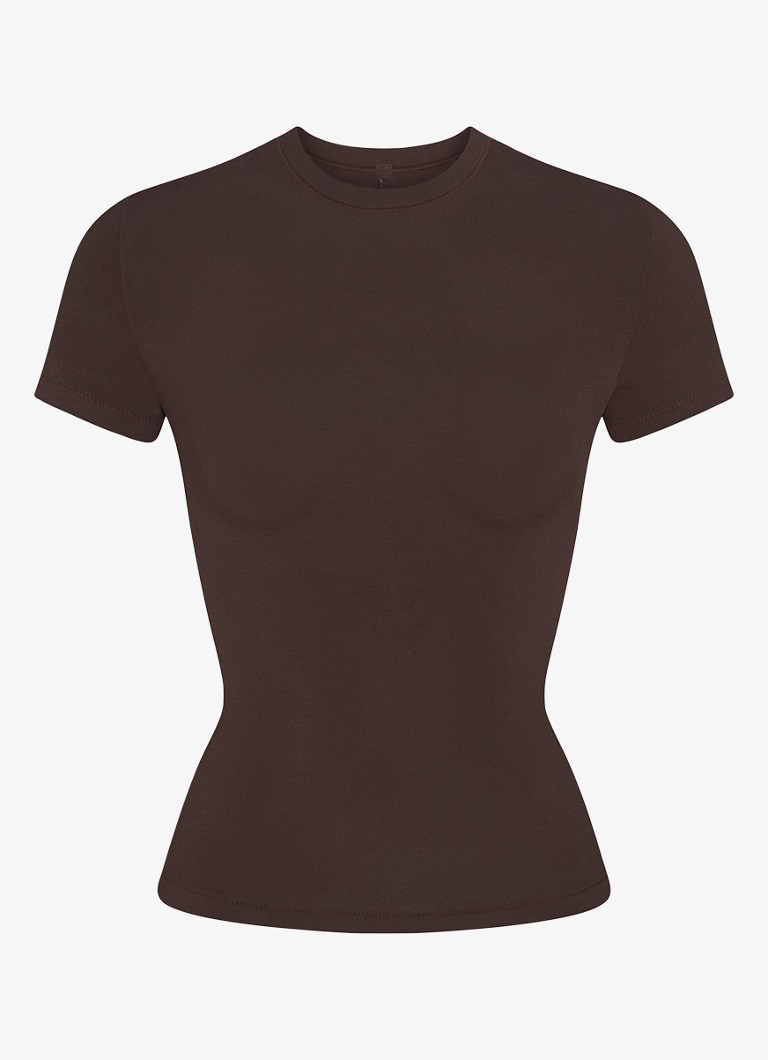 SKIMS Dames T-shirt met stretch in de kleur Bruin, maat: XL
