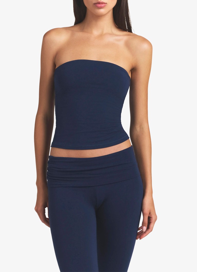 SKIMS Dames Cotton Jersey mid waist straight fit loungebroek in de kleur Donkerblauw, maat: S