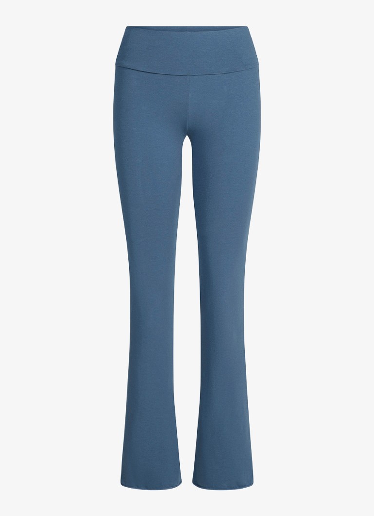 SKIMS Dames Cotton Jersey Foldover mid waist flared fit loungebroek in de kleur Blauw, maat: XL