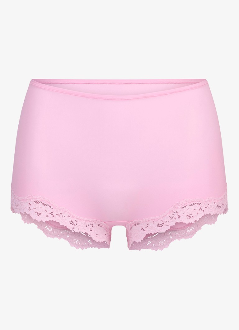 SKIMS Dames Fits Everybody shorty met details van kant in de kleur Lichtroze, maat: XXS