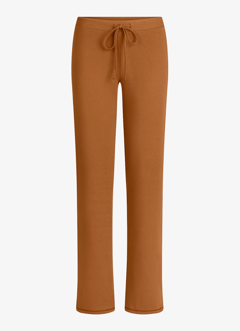 SKIMS Dames Cotton Jersey straight fit loungebroek in de kleur Chai, maat: XXL