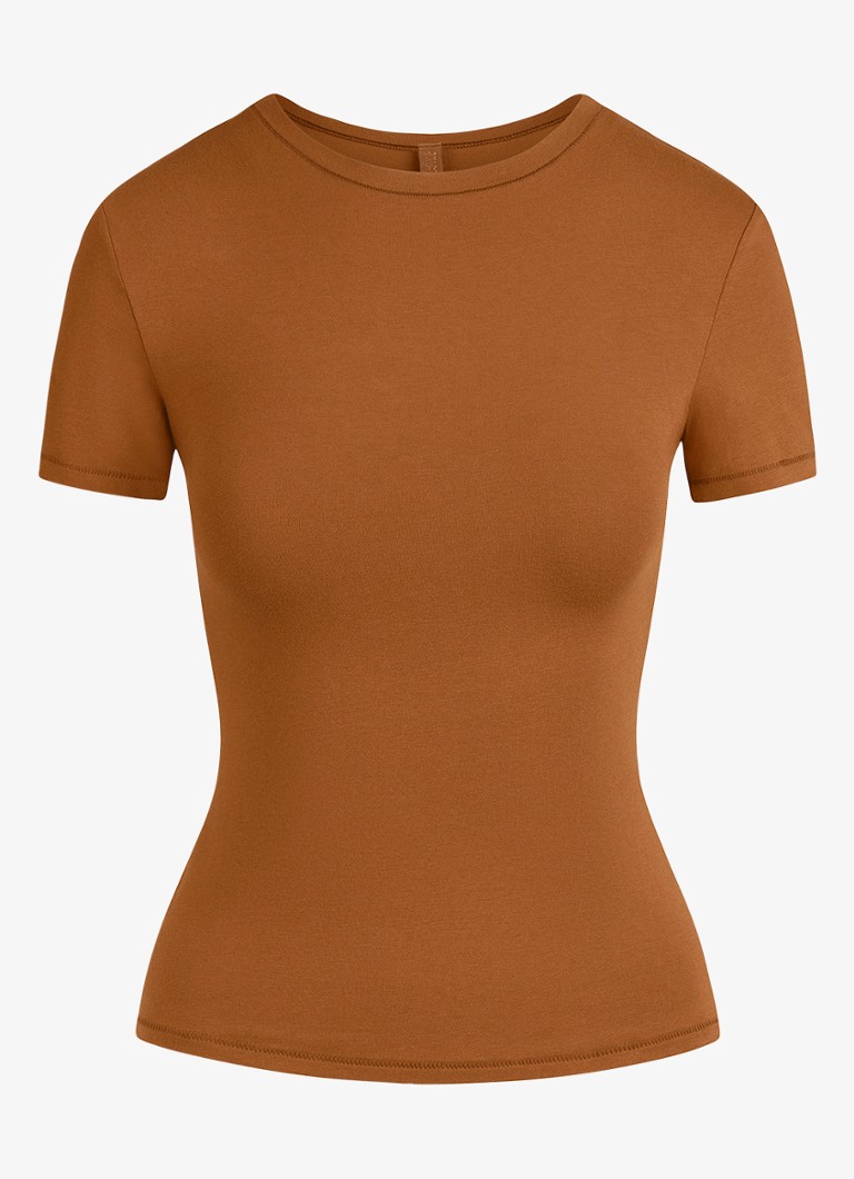 SKIMS Dames Cotton Jersey T-shirt met ronde hals in de kleur Chai, maat: XXXL
