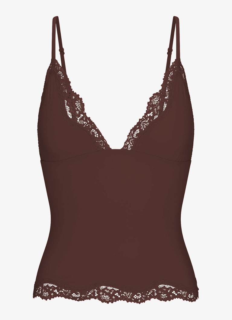 SKIMS Dames Fits Everybody Lace top met kant in de kleur Bruin, maat: XXS