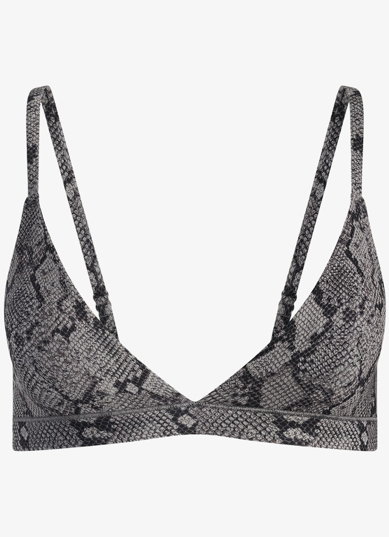 SKIMS Dames Fits Everybody Triangle bralette met print in de kleur Shadow Snake Print, maat: XXL